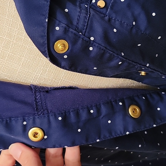 Chico’s Navy and White Polka Dot Luxe Twill Utility Jacket - Size 12/14 - Picture 5 of 11